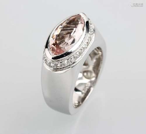 18 kt Gold Ring with morganite and brilliants