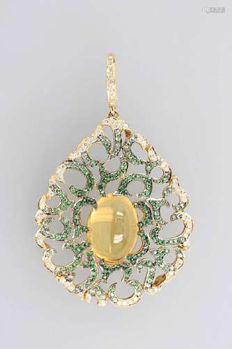 Extraordinary 18 kt Gold Clip-Pendant with brilliants,