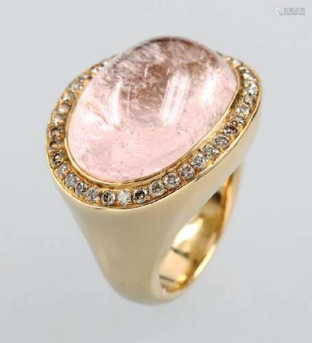 Solid 18 kt Gold Ring with morganite and brilliants