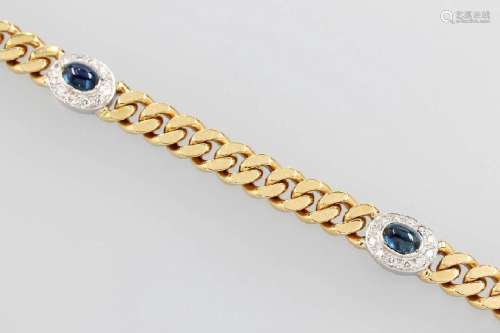 18 kt gold bracelet with sapphire and brilliants