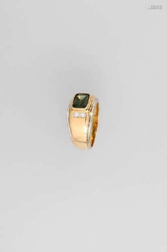 14 kt gold ring with tourmaline and brilliants