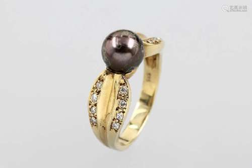 14 kt gold ring with fresh water cultured pearl and