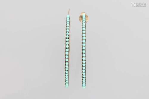 Pair of hoop earrings with turquoises