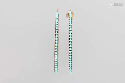 Pair of hoop earrings with turquoises