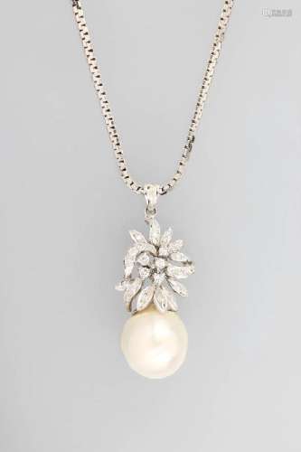 14 kt gold pendant with cultured south seas pearl and
