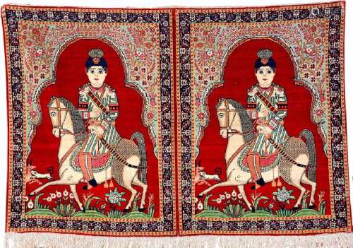 A Pair Of Kirman-Ravar 'Pictorial Rugs' (Ahmad Shah),