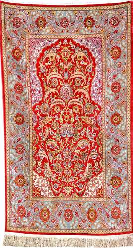 Silk & Metal-Thread Silk Hereke (Signed),