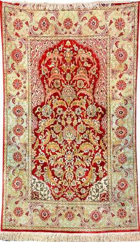 Silk & Metal-Thread Silk Hereke (Signed),