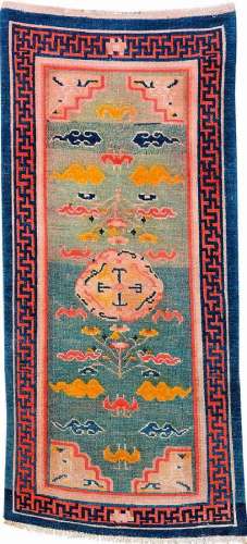 Green Tibetan 'Meditation Rug' (Bat Design),