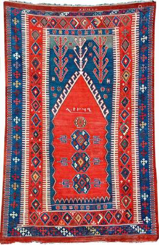 Dated & Metal-Thread Obruk 'Prayer Kilim',