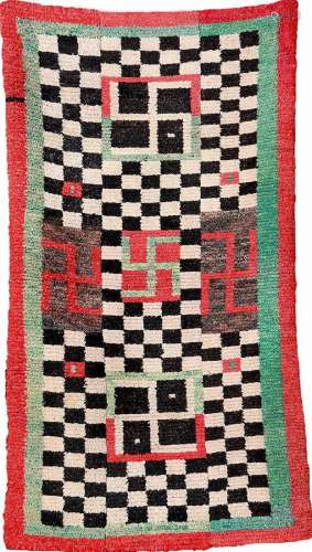 Rare Tibetan Tsukdruk 'Rug' (Swastika Ceckers-Board