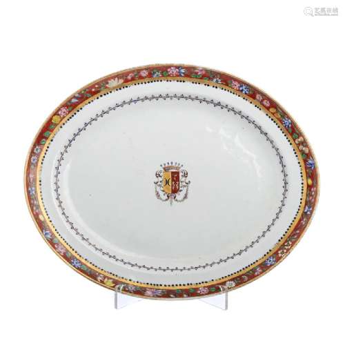 Chinese Porcelain Oval plater with arms of BeltrÃ£o de