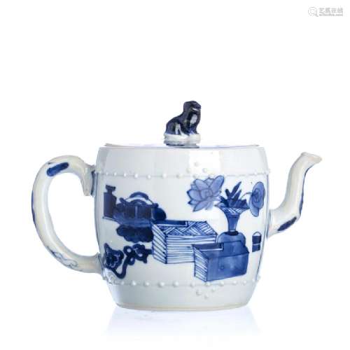 Chinese Porcelain 'Buddhist Emblems' Teapot, Kangxi