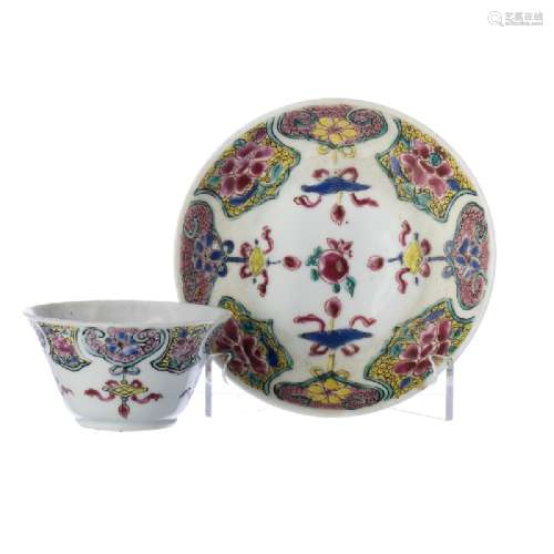 Chinese Porcelain 'precious object' Teacup and saucer,