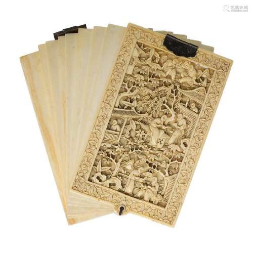 Chinese carved ivory Carnet-de-bal