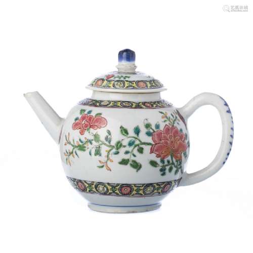 Chinese Porcelain flowers Teapot, Qianlong