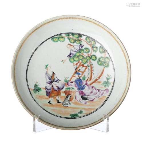 Chinese porcelain 'Cherry Harvest' plate, Qianlong
