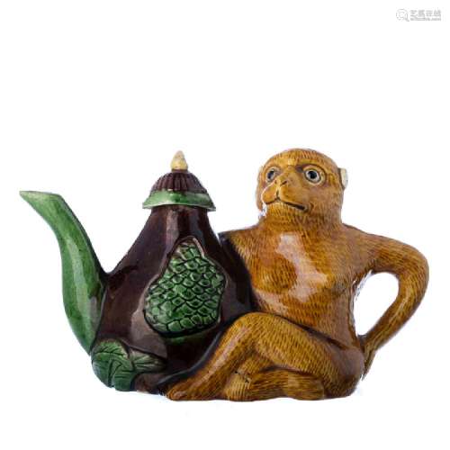 Chinese ceramic Monkey on Teapot Teapot