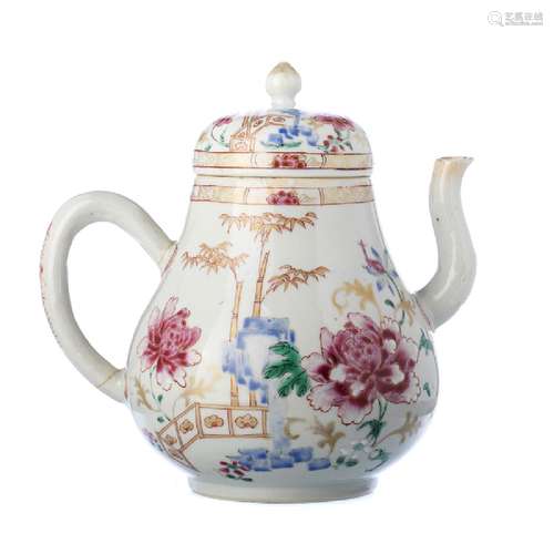 Chinese Porcelain famille rose peony Teapot, Qianlong