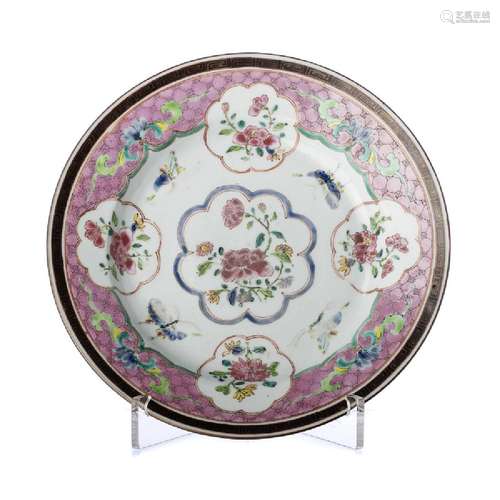 Chinese Porcelain flowers and butterflies plate,