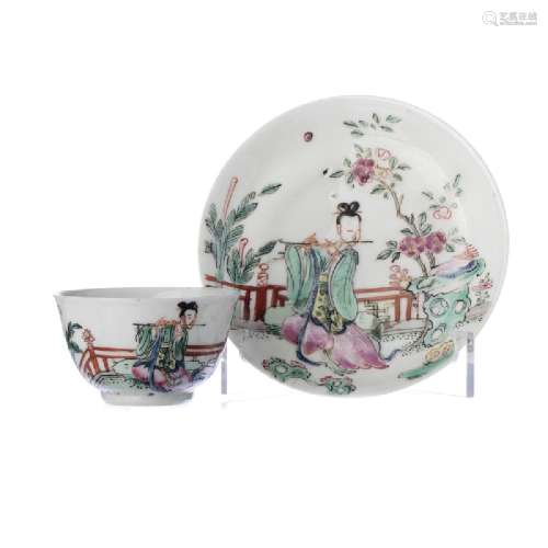 Chinese porcelain 'musician' Teacup and Saucer,