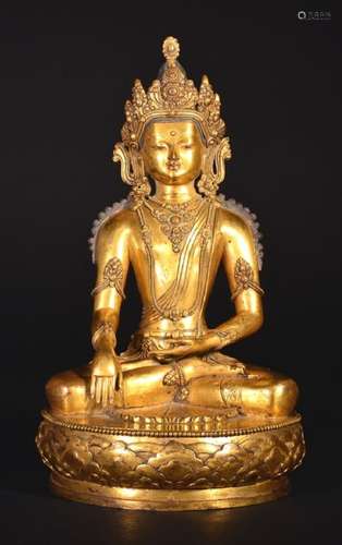 A GILT-BRONZE FIGURE OF BUDDHA , Qing Dynasty