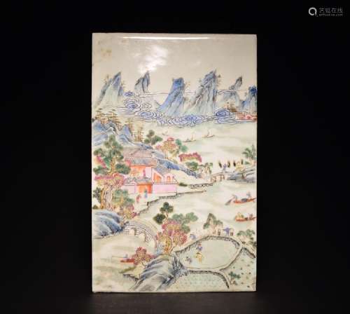 A FAMILLE ROSE PLAQUE , Qing Dynasty