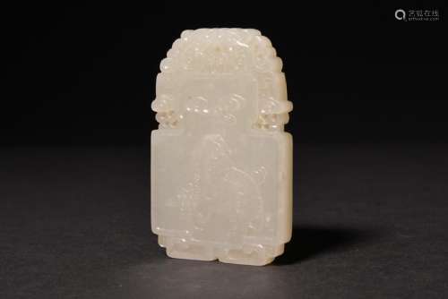 A CARVED WHITE JADE PENDANT , Qing Dynasty