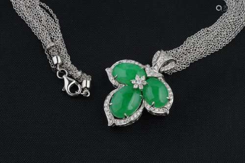 A WHITE GOLD ,DIAMONDS AND JADEITE NECKLACE