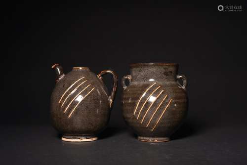 TWO OF CIZHOU TEAPOT AND JAR , Song Dynasty