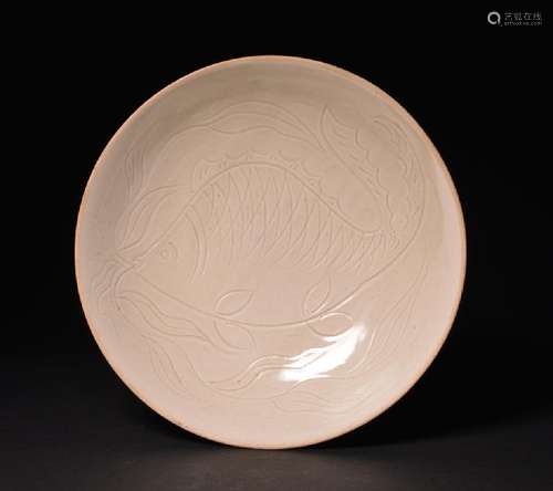 A CARVED WHITE-DINGYAO DISH , Song Dynasty