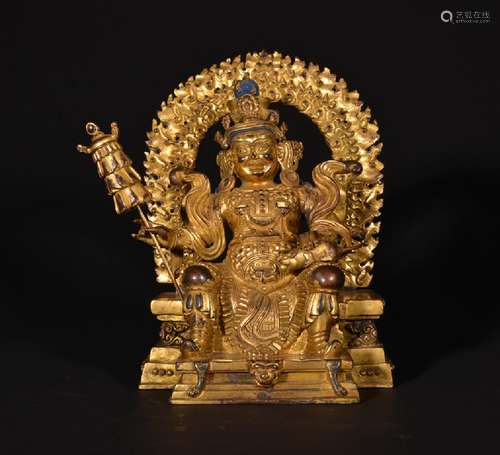 A GILT-BRONZE FIGURE OF VAISHRAVANA , Ming Dynasty