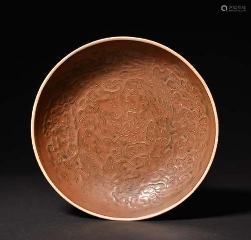 A CARVED PURPLE-DINGYAO DISH , Song Dynasty