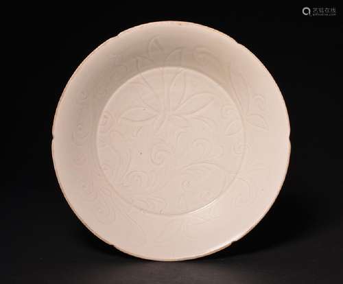 A CARVED WHITE-DINGYAO DISH , Song Dynasty