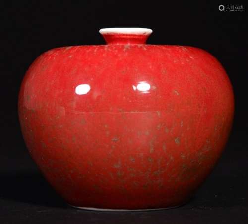 A PEACHBLOOM-GLAZED WATERPOT , Qing Dynasty