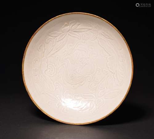 A CARVED WHITE-DINGYAO DISH , Song Dynasty