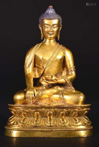 A GILT-BRONZE FIGURE OF BUDDHA , Qing Dynasty