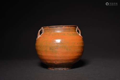 A YAOZHOU PERSIMMON-GLAZED JAR , Song Dynasty