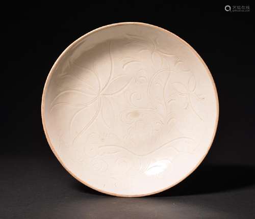 A CARVED WHITE-DINGYAO DISH , Song Dynasty