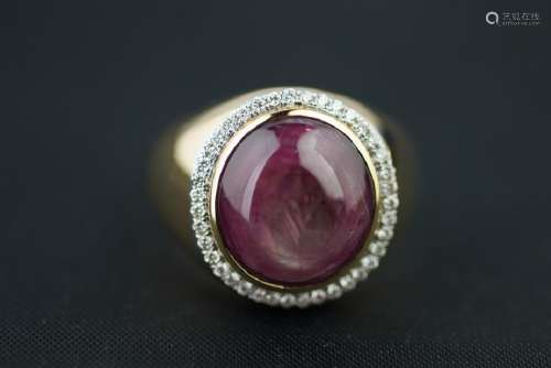 A YELLOW GOLD ,DIAMONDS AND RUBY RING