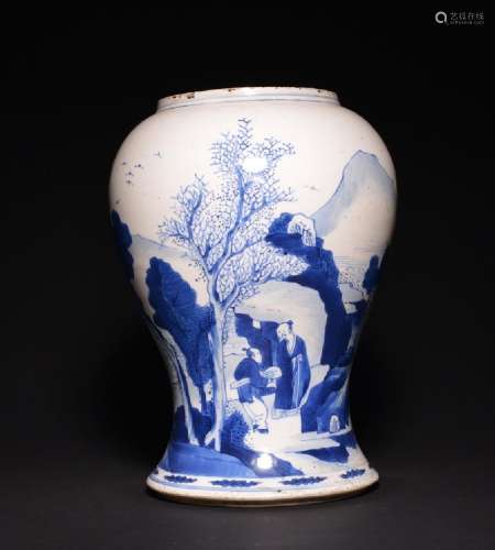 A BLUE AND WHITE 'FIGURE' VASE , Qing Dynasty