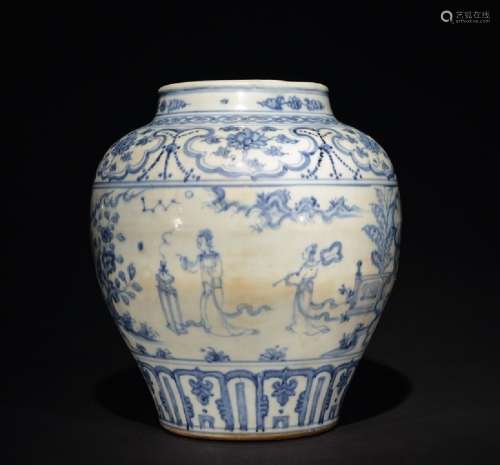 A LARGE BLUE AND WHITE JAR , Ming Dynasty