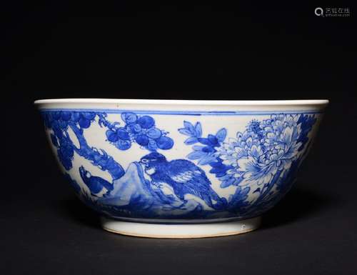 A BLUE AND WHITE BOWL , Period of KangXi