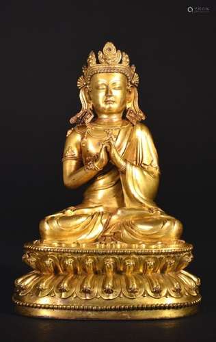 A FINE GILT-BRONZE FIGURE OF BUDDHA , Ming Dynasty