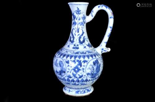 A BLUE AND WHITE EWER , Ming Dynasty