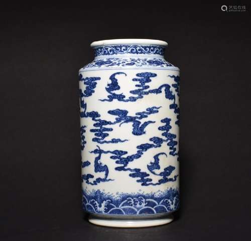 A BLUE AND WHITE VASE , Qing Dynasty