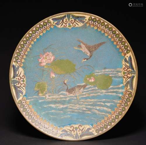 A CLOISONNE ENAMEL AND GILT-BRONZE DISH , Qing Dynasty