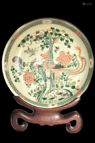 A LARGE OF WUCAI DISH , Qing Dynasty