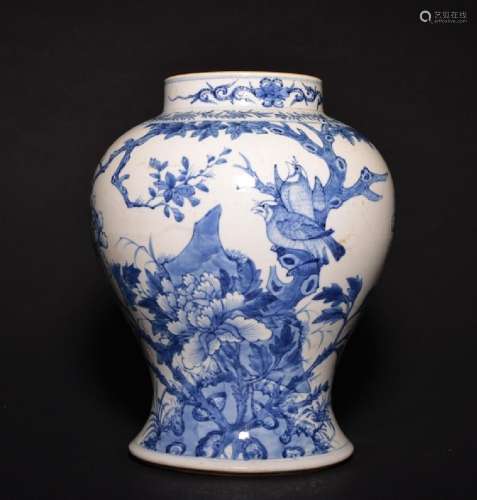A BLUE AND WHITE JAR , Qing Dynasty