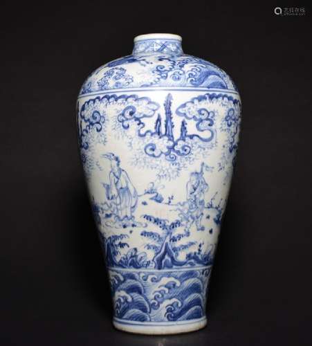 A BLUE AND WHITE MEIPING , Ming Dynasty